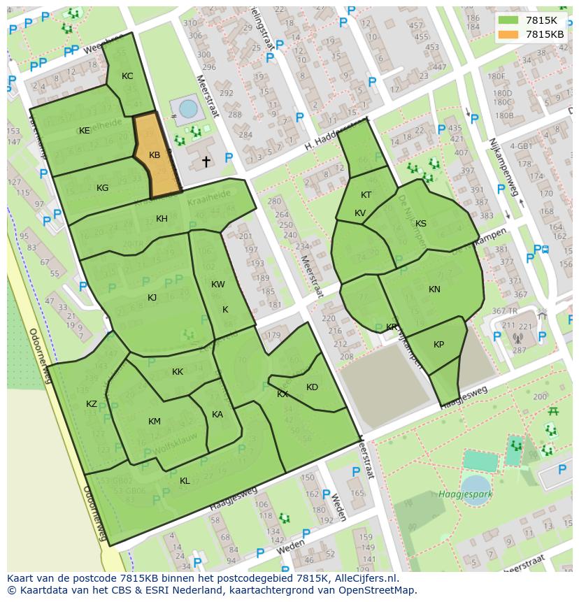 Afbeelding van het postcodegebied 7815 KB op de kaart.