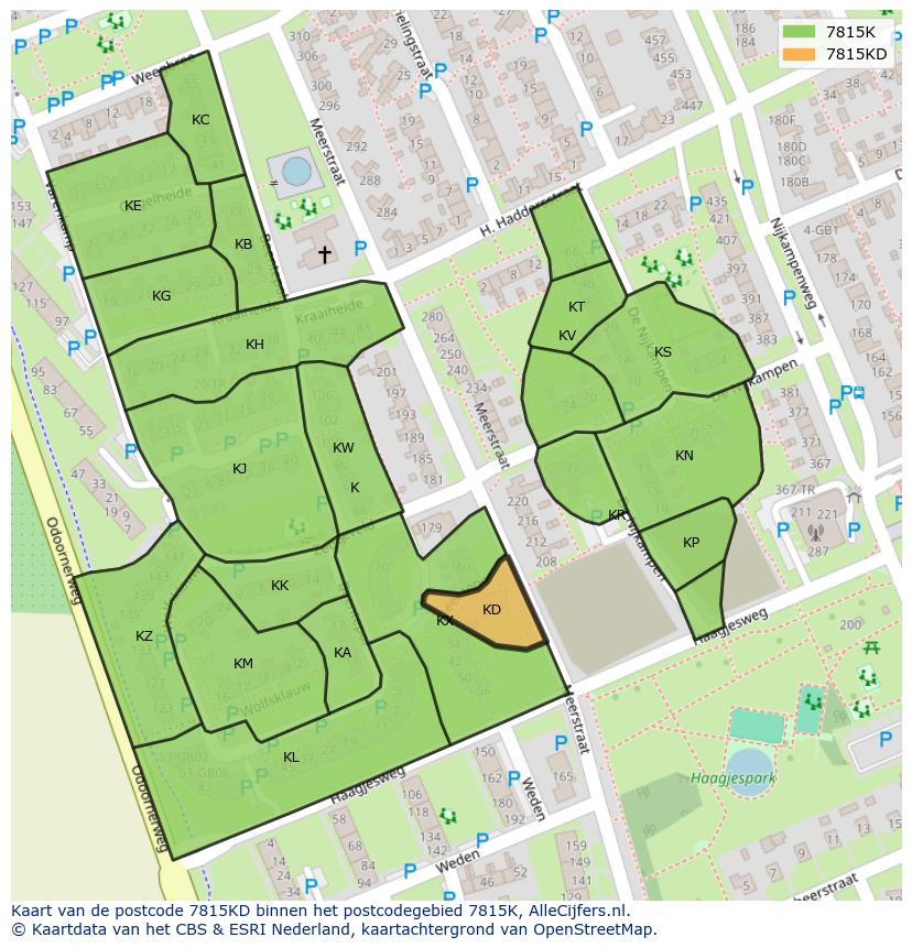 Afbeelding van het postcodegebied 7815 KD op de kaart.