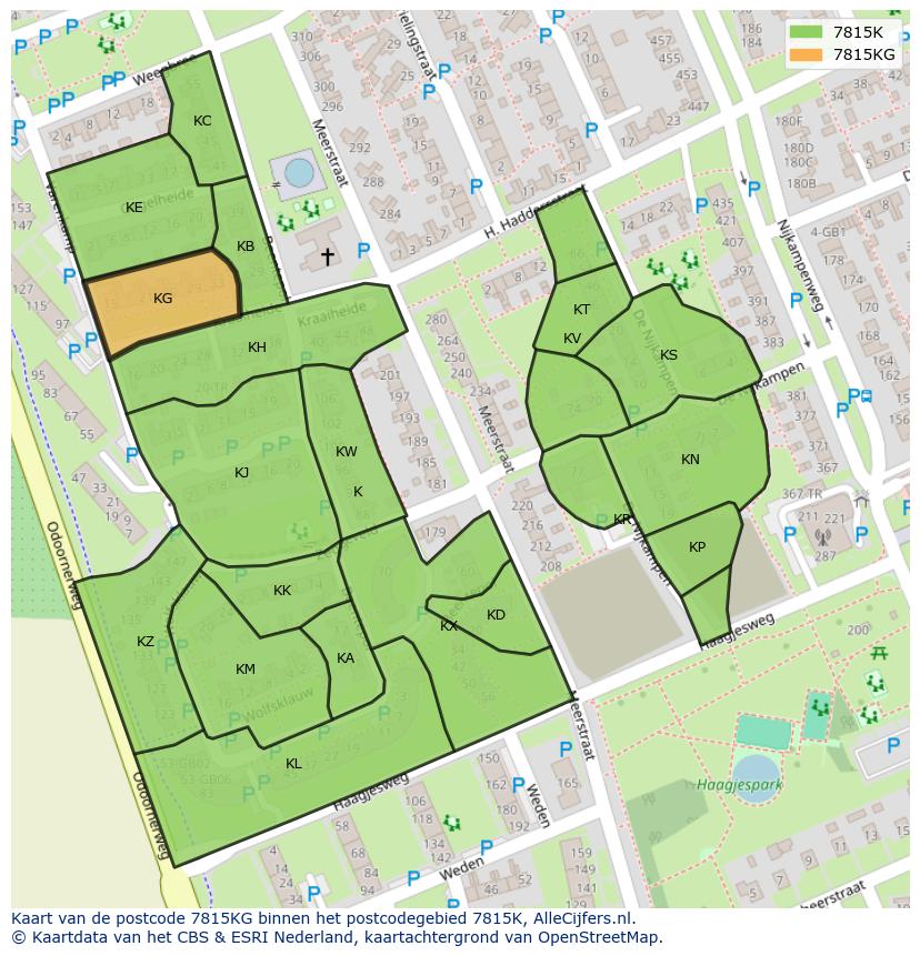 Afbeelding van het postcodegebied 7815 KG op de kaart.