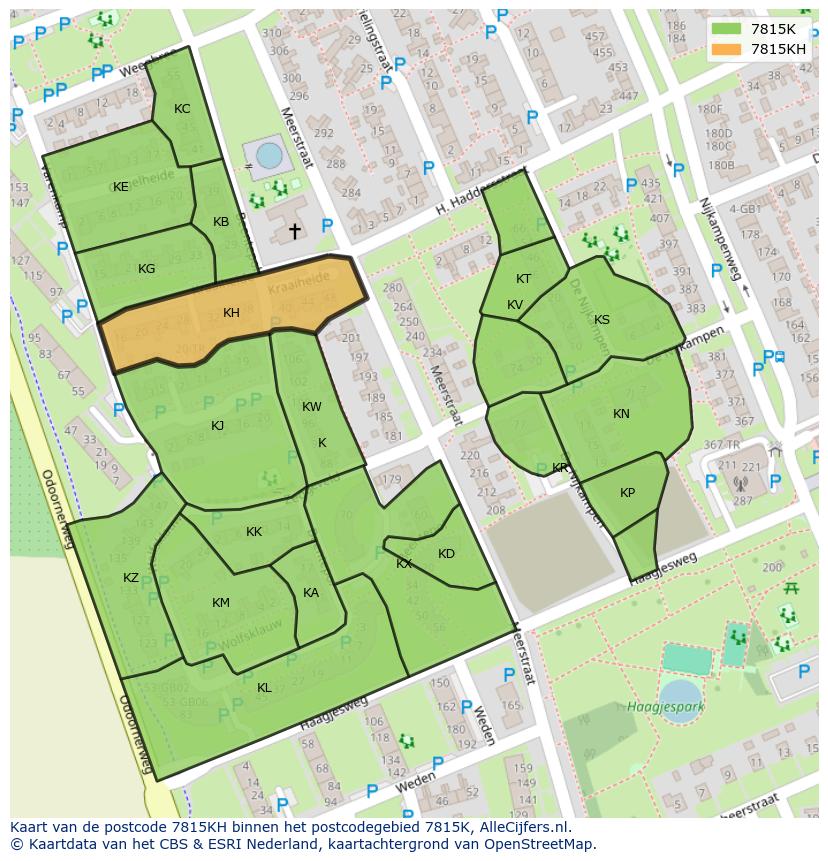Afbeelding van het postcodegebied 7815 KH op de kaart.