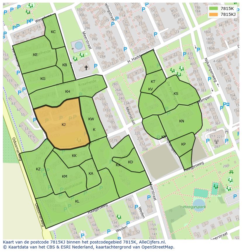 Afbeelding van het postcodegebied 7815 KJ op de kaart.