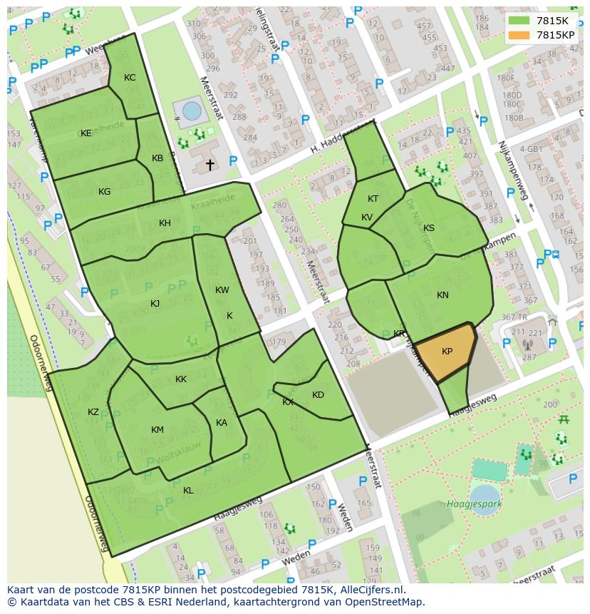 Afbeelding van het postcodegebied 7815 KP op de kaart.
