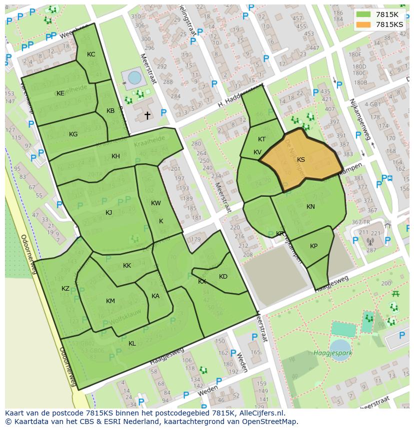 Afbeelding van het postcodegebied 7815 KS op de kaart.