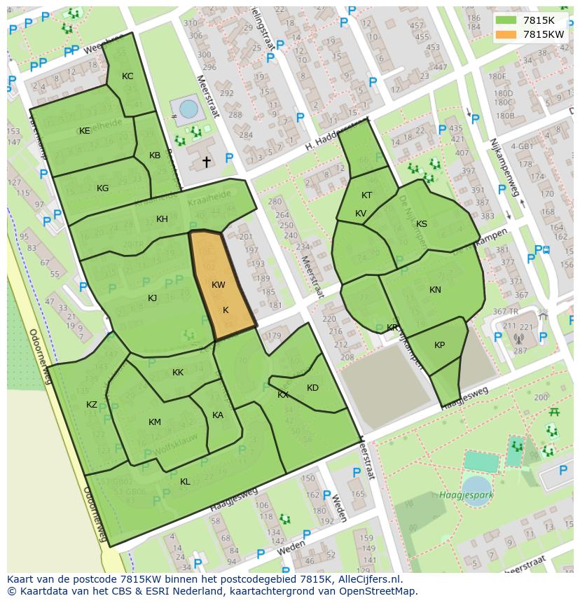 Afbeelding van het postcodegebied 7815 KW op de kaart.