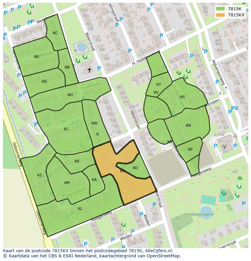 Afbeelding van het postcodegebied 7815 KX op de kaart.
