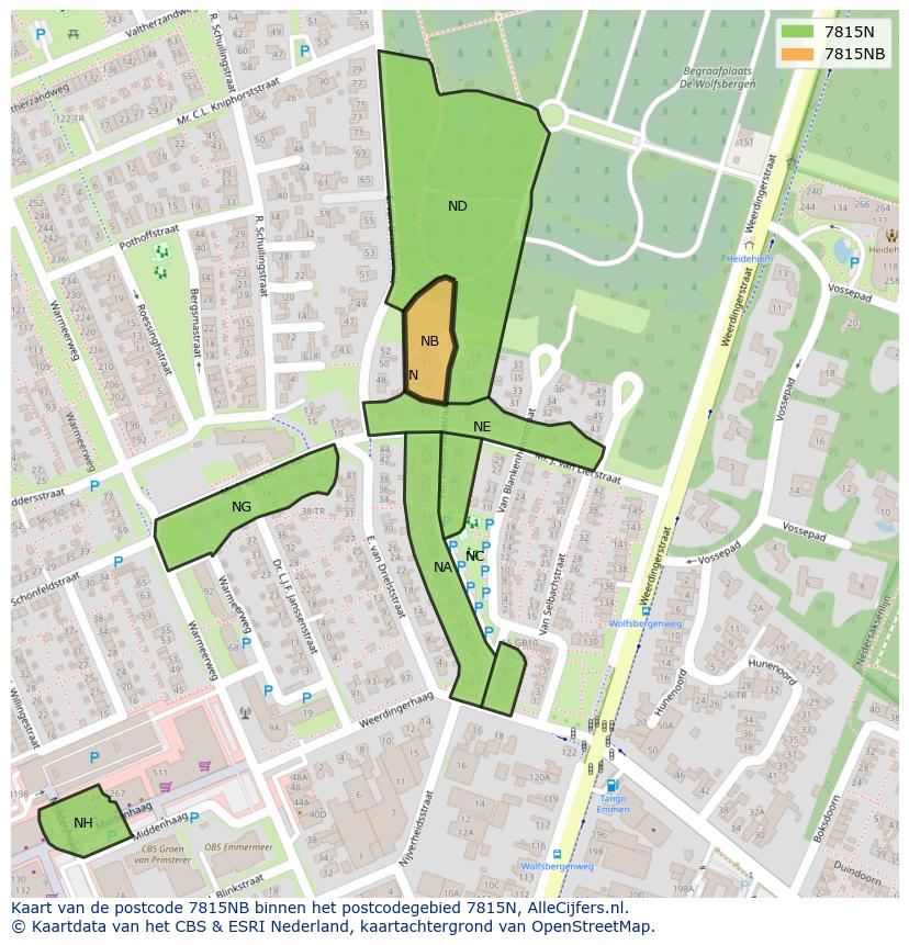 Afbeelding van het postcodegebied 7815 NB op de kaart.