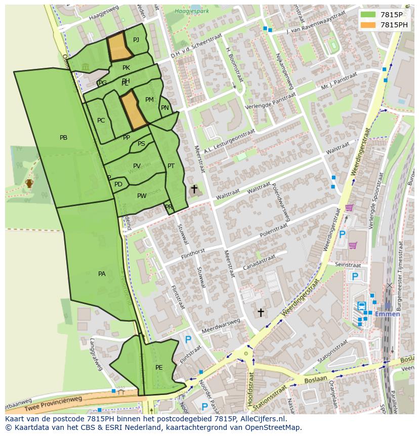 Afbeelding van het postcodegebied 7815 PH op de kaart.