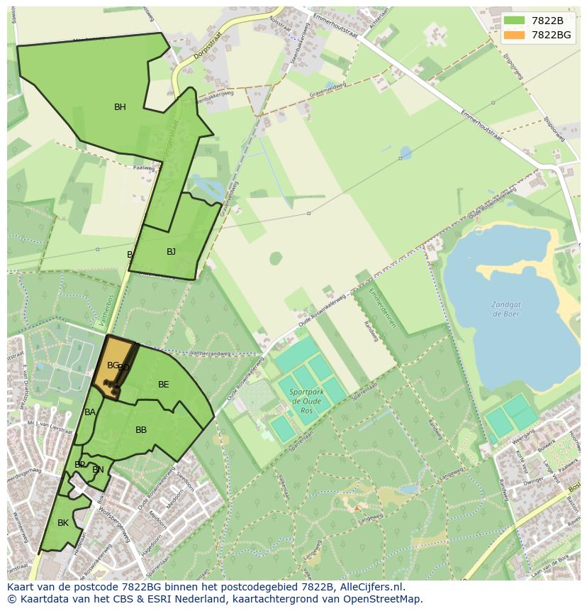 Afbeelding van het postcodegebied 7822 BG op de kaart.