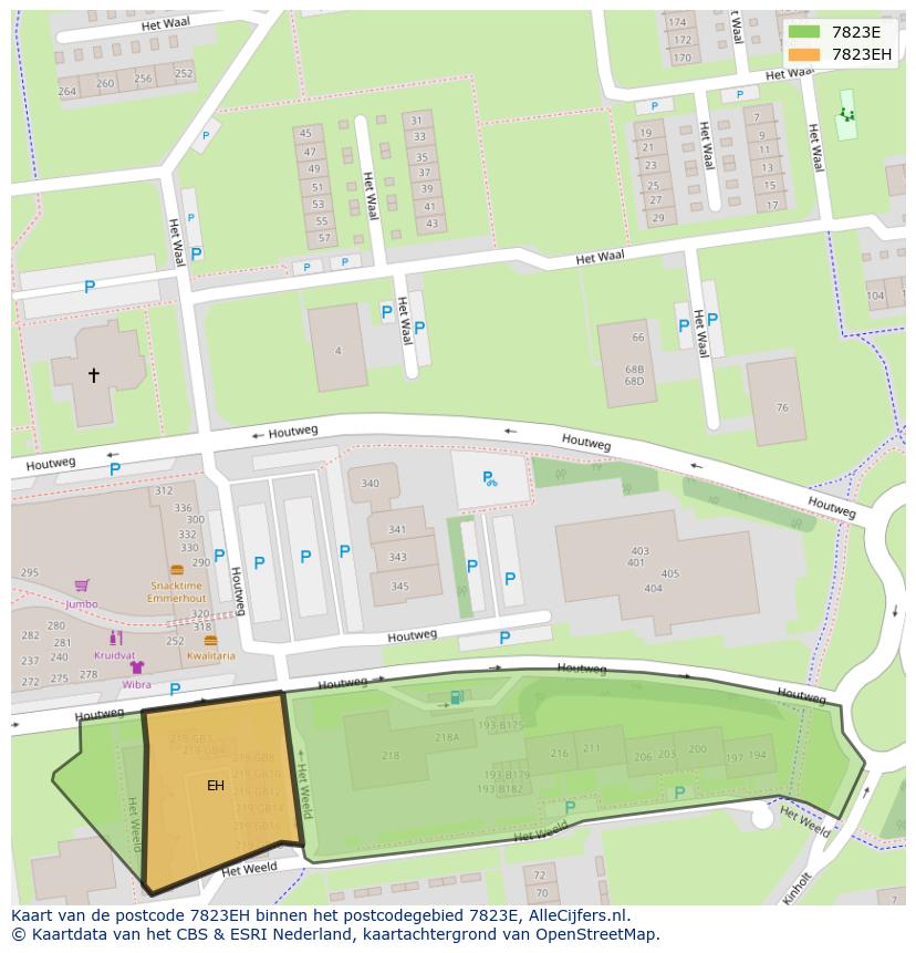 Afbeelding van het postcodegebied 7823 EH op de kaart.