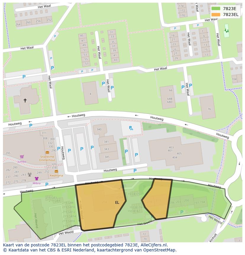 Afbeelding van het postcodegebied 7823 EL op de kaart.