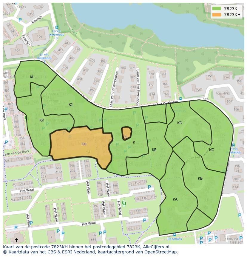 Afbeelding van het postcodegebied 7823 KH op de kaart.