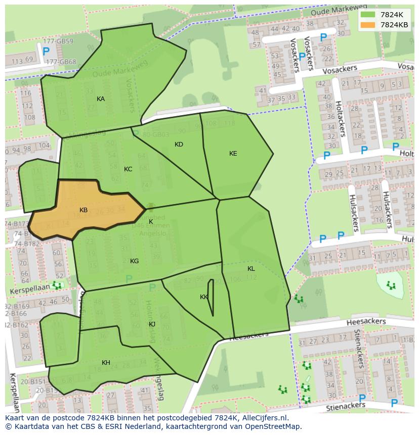 Afbeelding van het postcodegebied 7824 KB op de kaart.