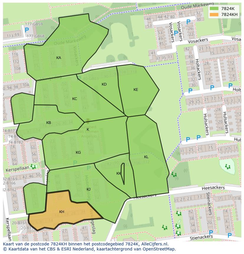 Afbeelding van het postcodegebied 7824 KH op de kaart.