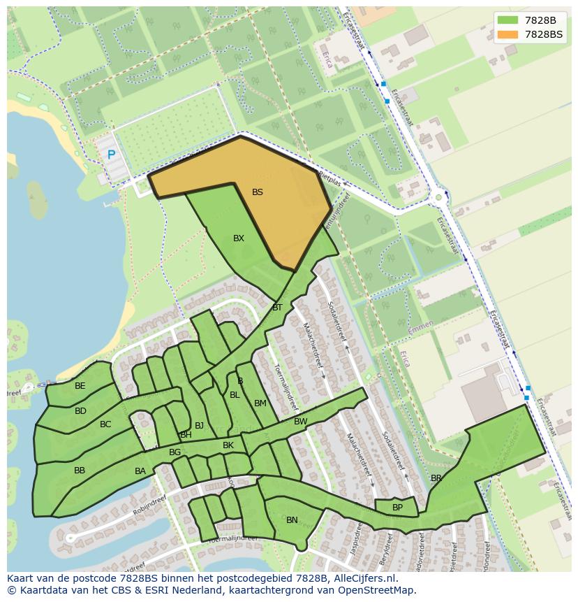 Afbeelding van het postcodegebied 7828 BS op de kaart.