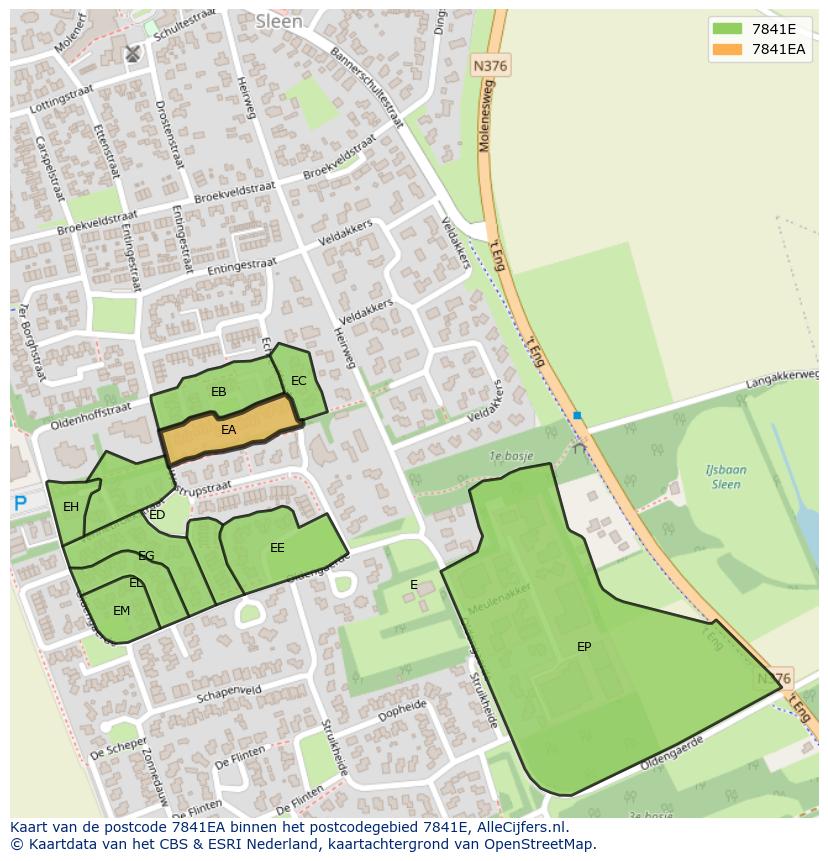 Afbeelding van het postcodegebied 7841 EA op de kaart.