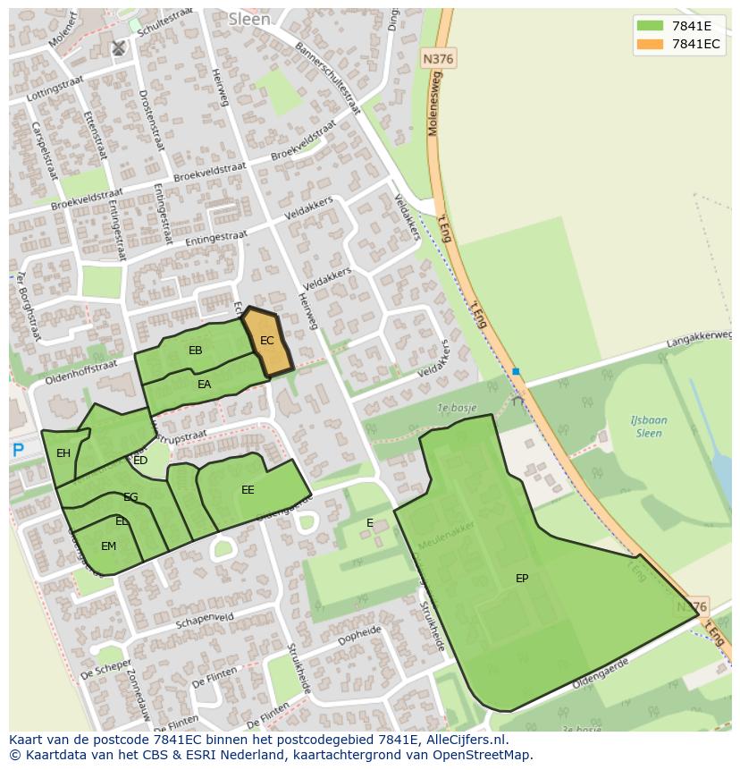 Afbeelding van het postcodegebied 7841 EC op de kaart.