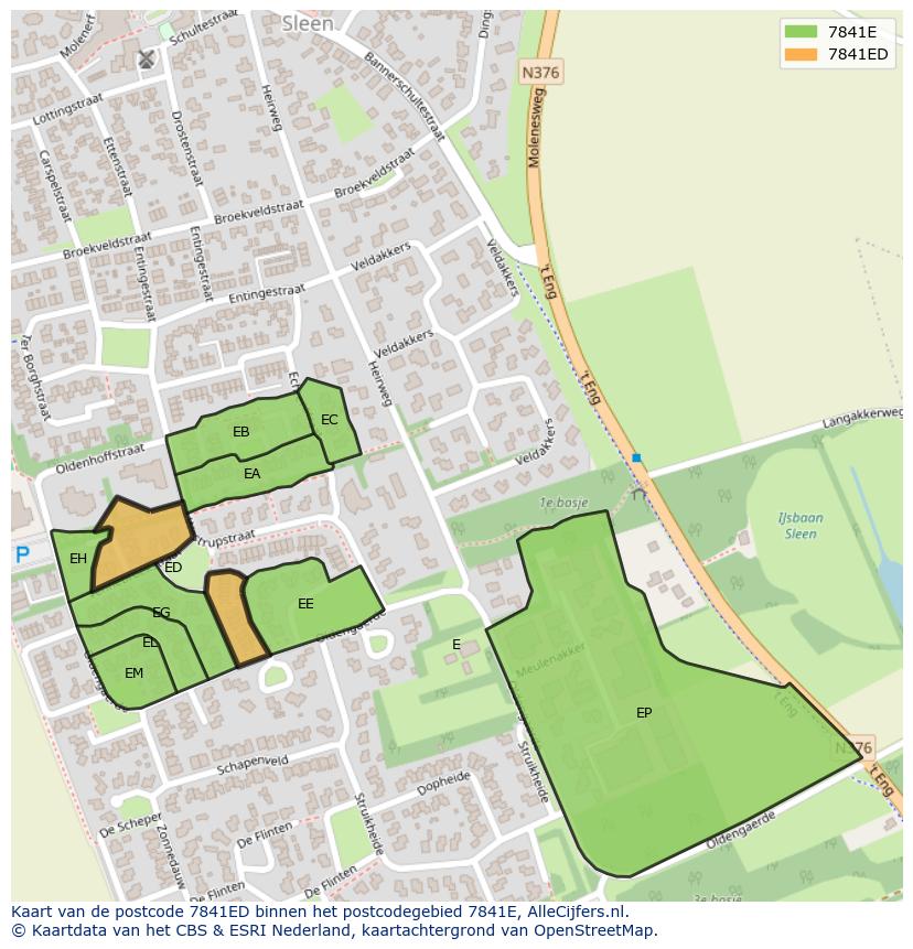 Afbeelding van het postcodegebied 7841 ED op de kaart.