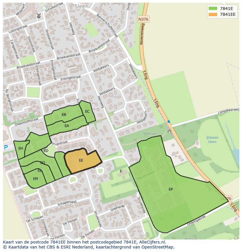 Afbeelding van het postcodegebied 7841 EE op de kaart.
