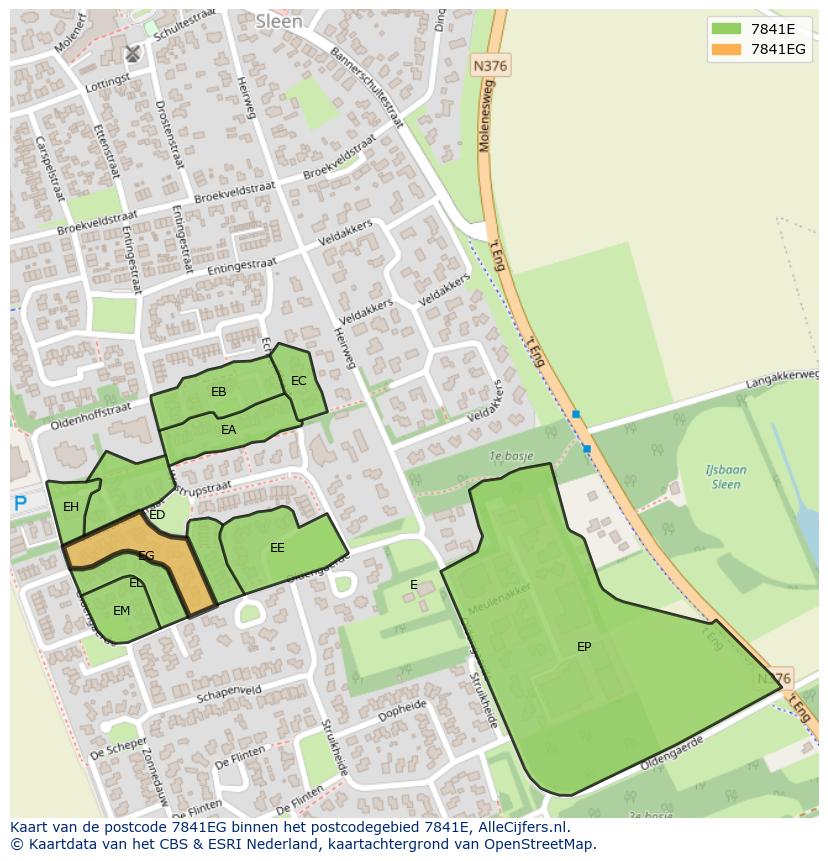 Afbeelding van het postcodegebied 7841 EG op de kaart.
