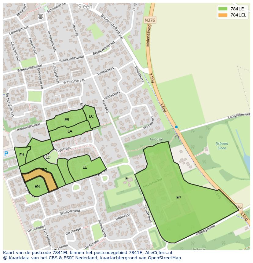 Afbeelding van het postcodegebied 7841 EL op de kaart.