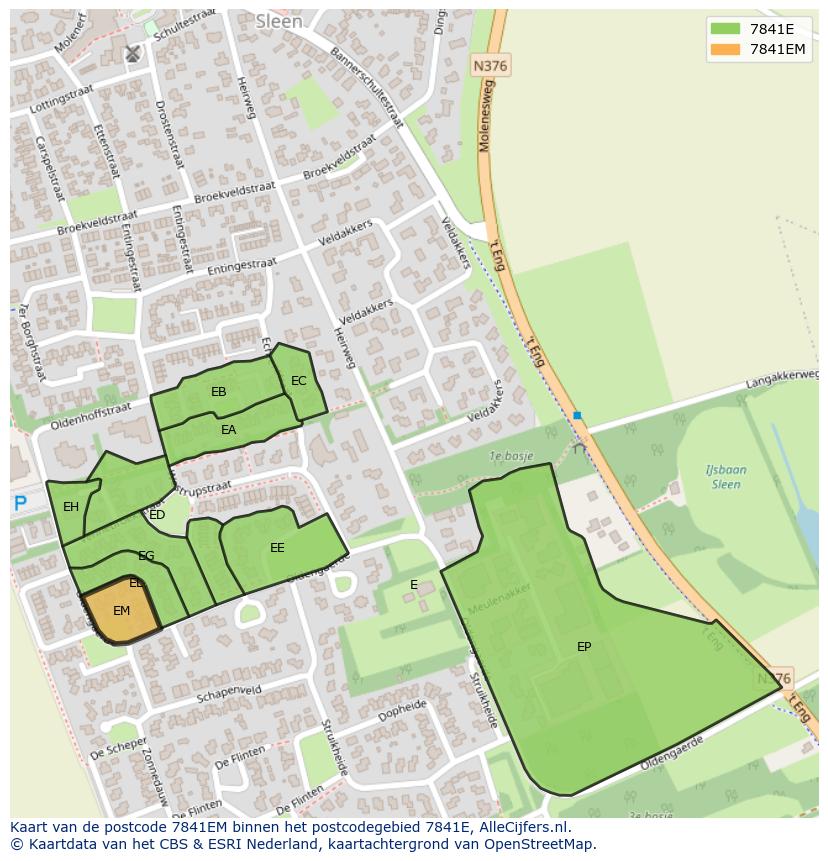 Afbeelding van het postcodegebied 7841 EM op de kaart.