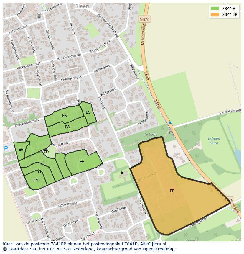 Afbeelding van het postcodegebied 7841 EP op de kaart.