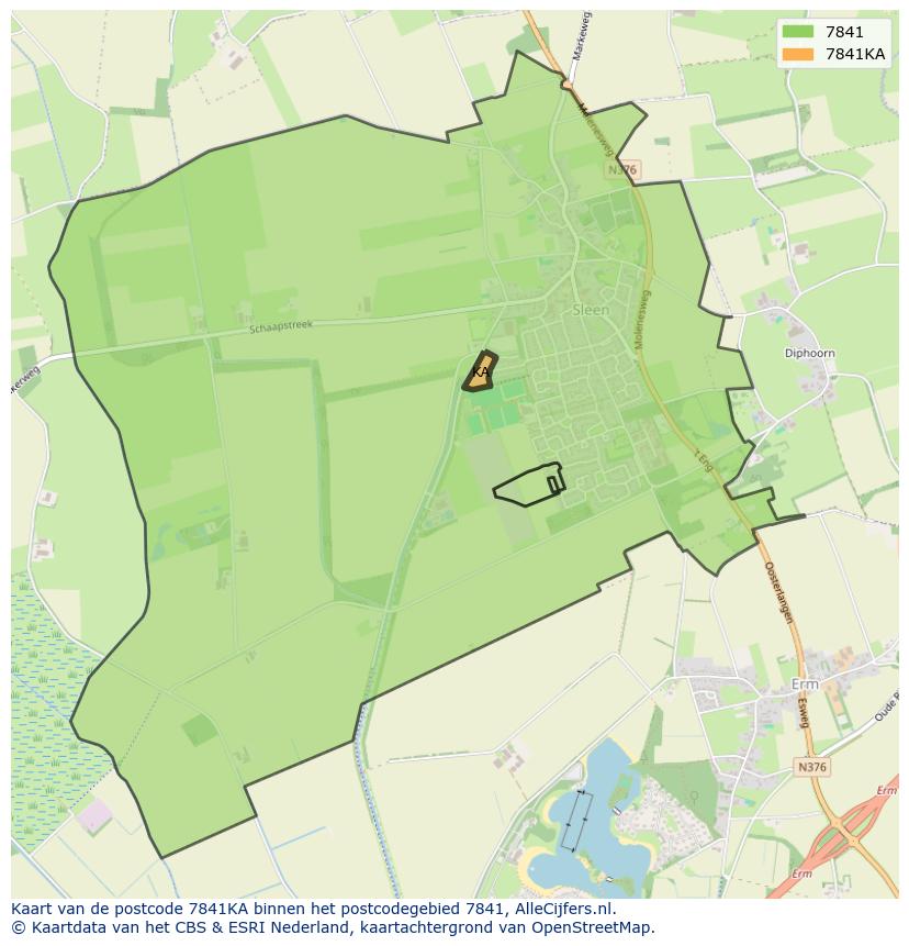 Afbeelding van het postcodegebied 7841 KA op de kaart.