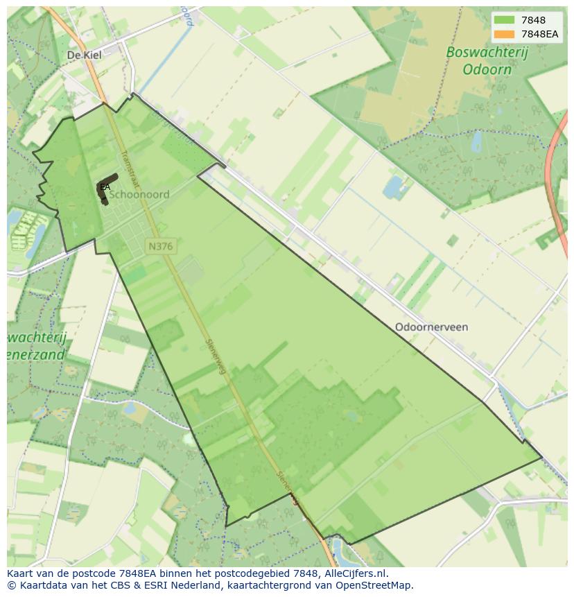 Afbeelding van het postcodegebied 7848 EA op de kaart.