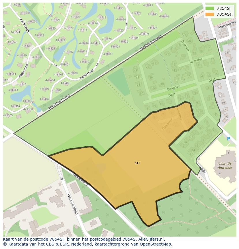 Afbeelding van het postcodegebied 7854 SH op de kaart.