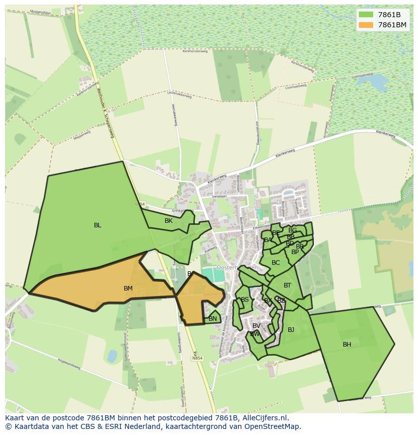Afbeelding van het postcodegebied 7861 BM op de kaart.