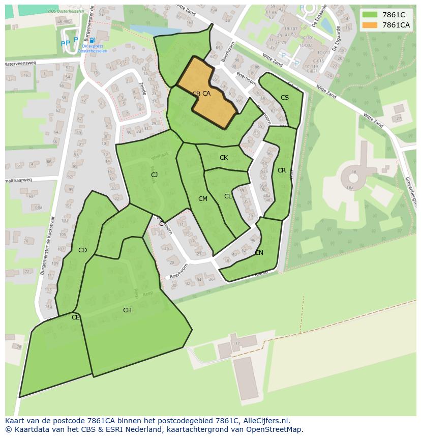 Afbeelding van het postcodegebied 7861 CA op de kaart.