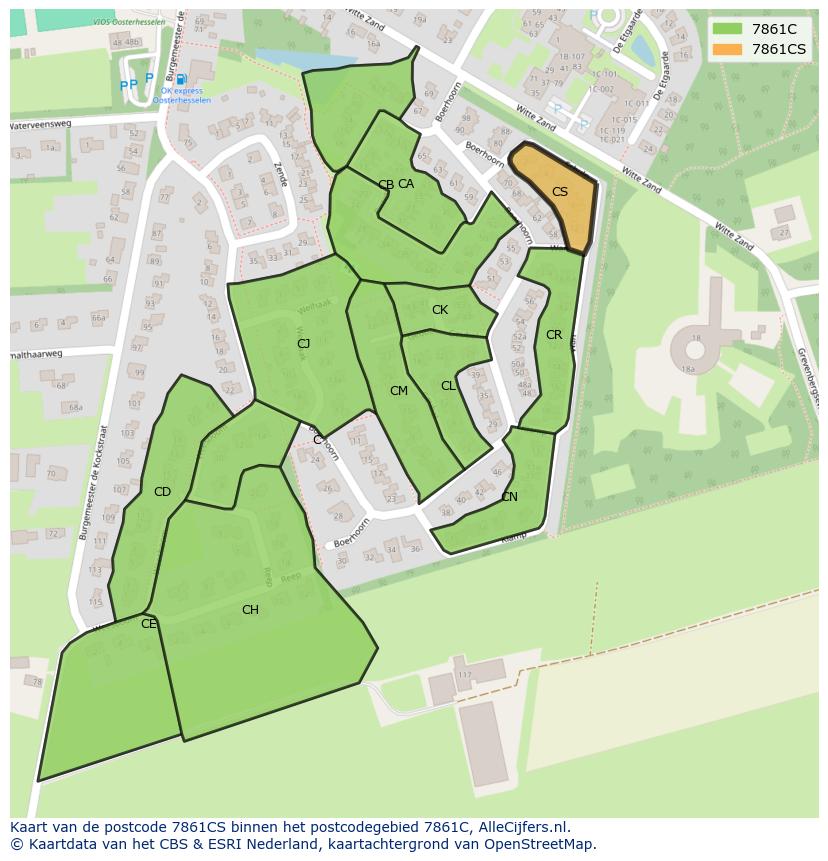 Afbeelding van het postcodegebied 7861 CS op de kaart.
