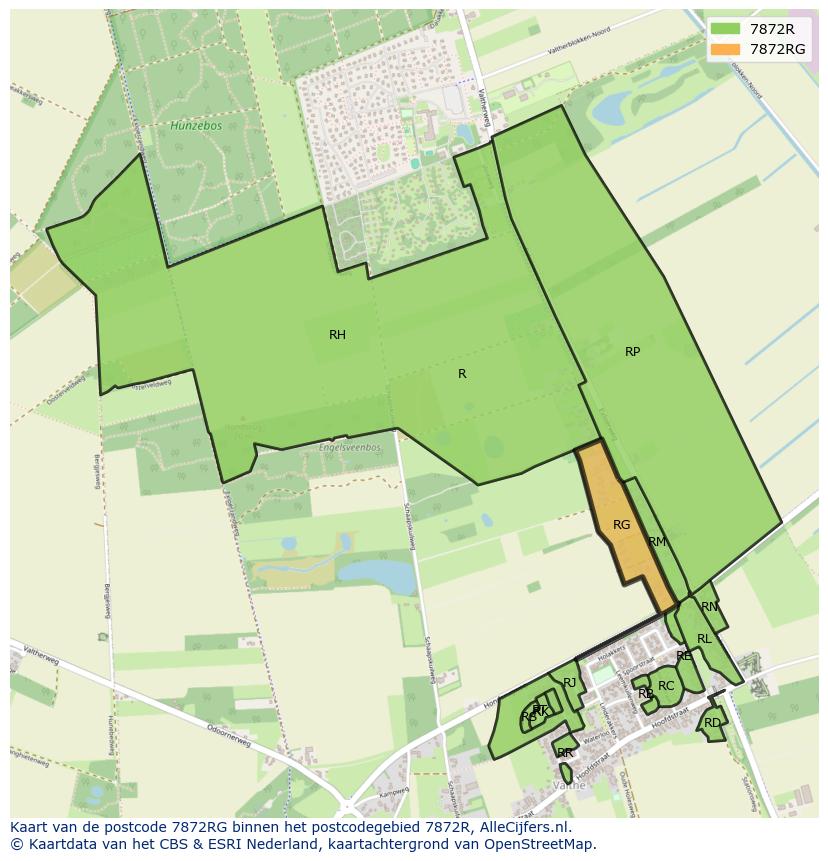 Afbeelding van het postcodegebied 7872 RG op de kaart.
