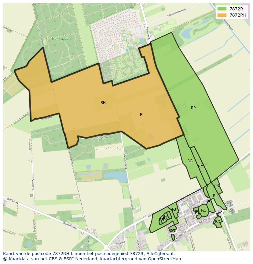 Afbeelding van het postcodegebied 7872 RH op de kaart.