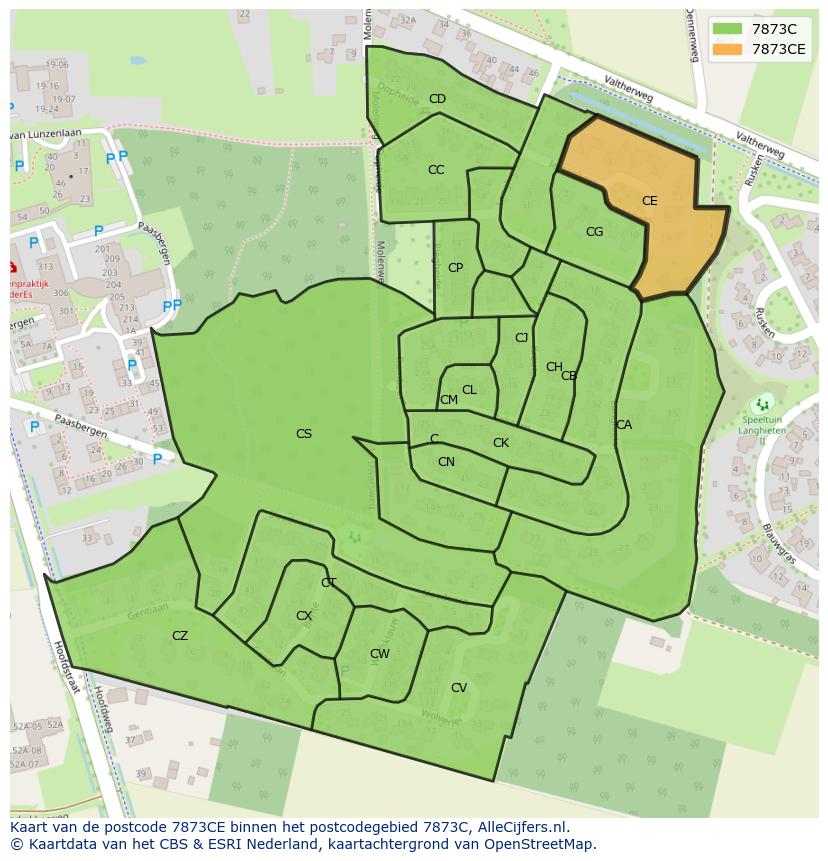 Afbeelding van het postcodegebied 7873 CE op de kaart.