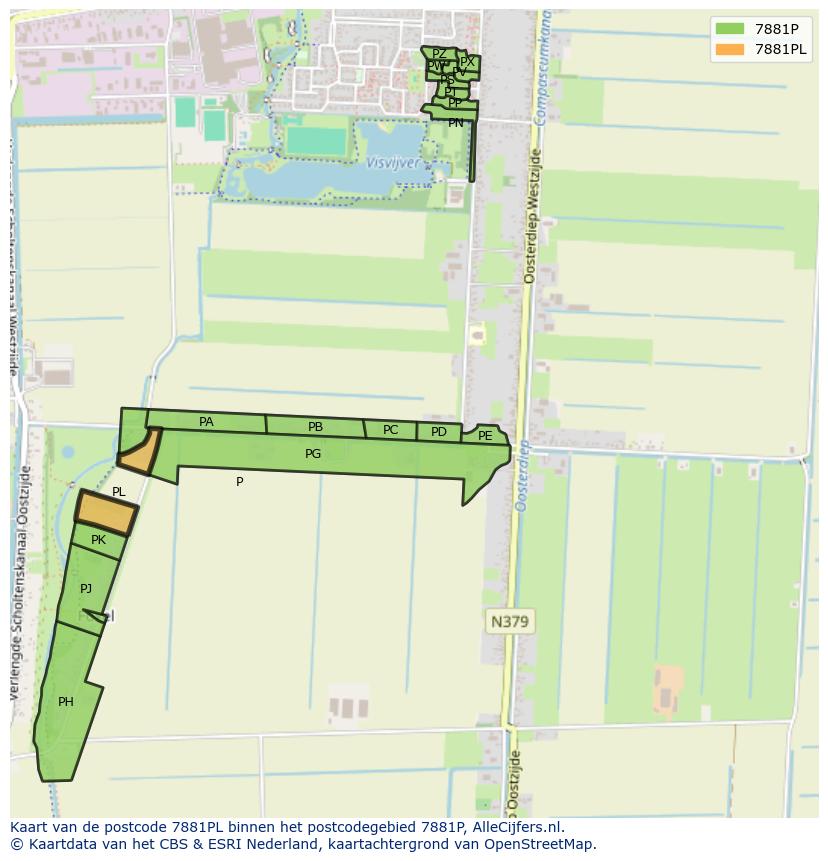 Afbeelding van het postcodegebied 7881 PL op de kaart.