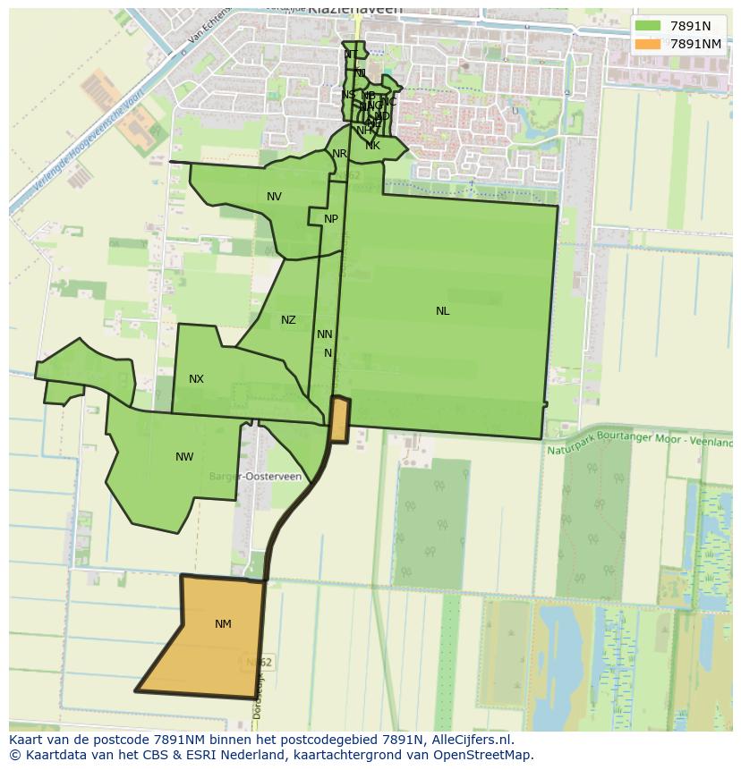 Afbeelding van het postcodegebied 7891 NM op de kaart.