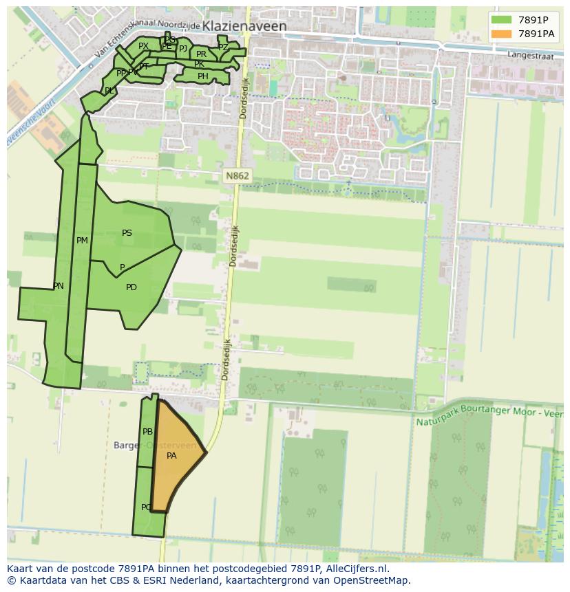 Afbeelding van het postcodegebied 7891 PA op de kaart.