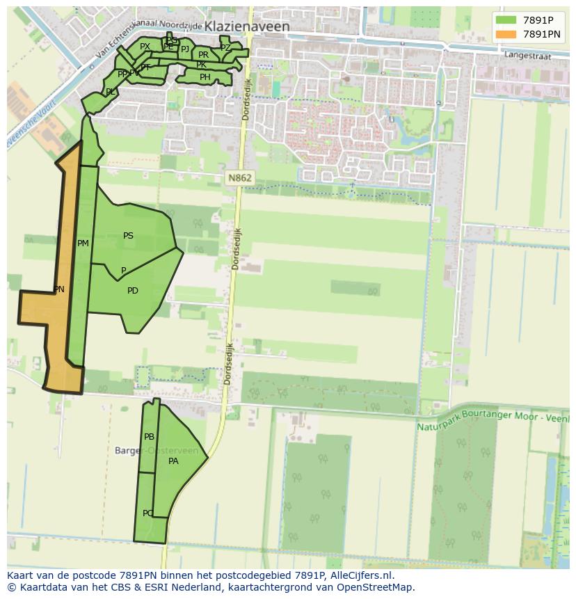 Afbeelding van het postcodegebied 7891 PN op de kaart.