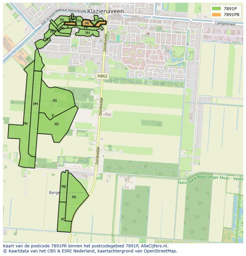 Afbeelding van het postcodegebied 7891 PR op de kaart.