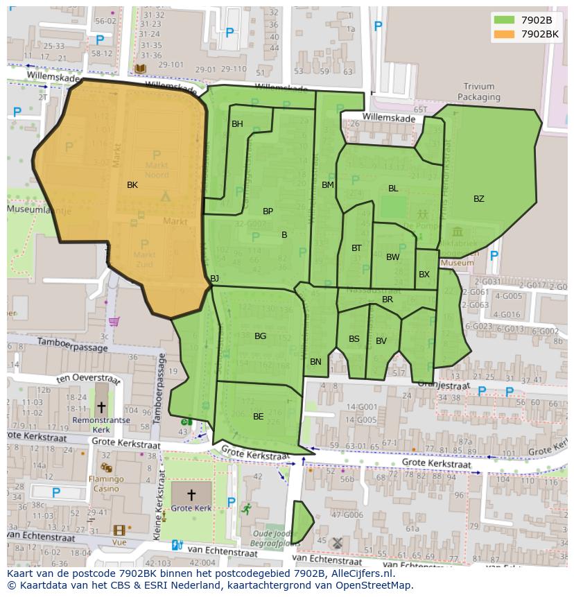 Afbeelding van het postcodegebied 7902 BK op de kaart.
