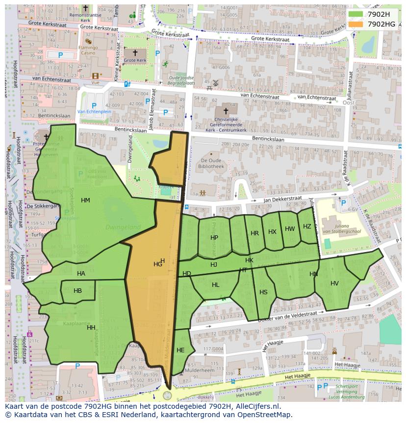 Afbeelding van het postcodegebied 7902 HG op de kaart.