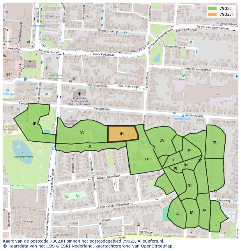 Afbeelding van het postcodegebied 7902 JH op de kaart.