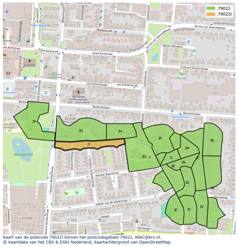 Afbeelding van het postcodegebied 7902 JJ op de kaart.