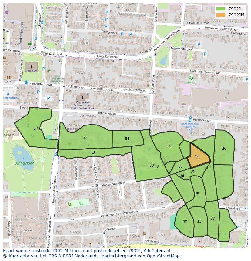 Afbeelding van het postcodegebied 7902 JM op de kaart.