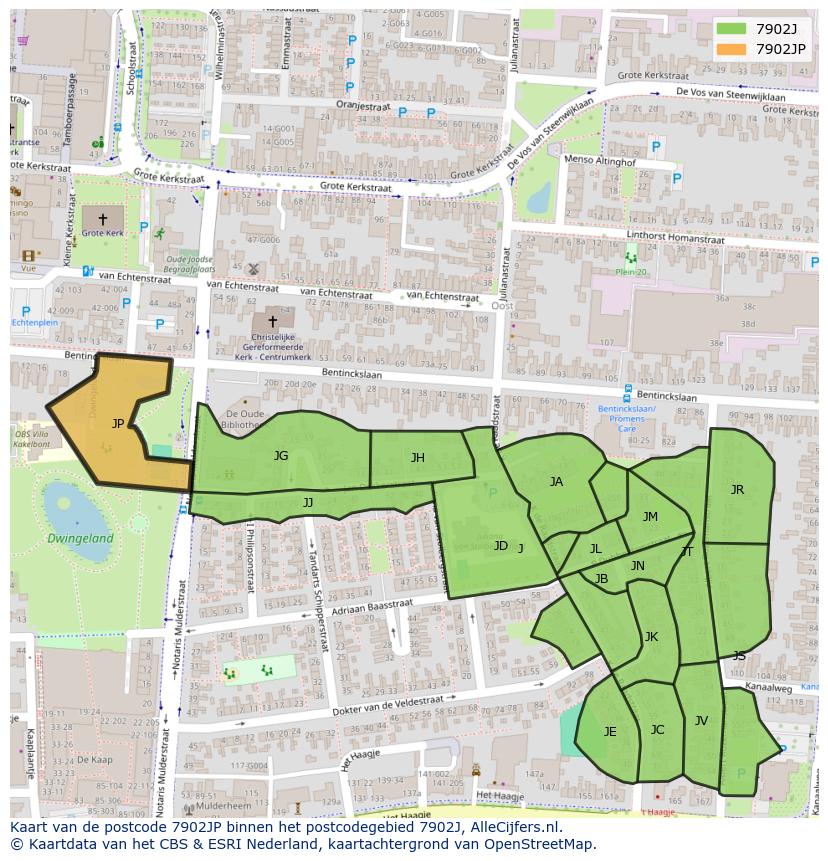 Afbeelding van het postcodegebied 7902 JP op de kaart.