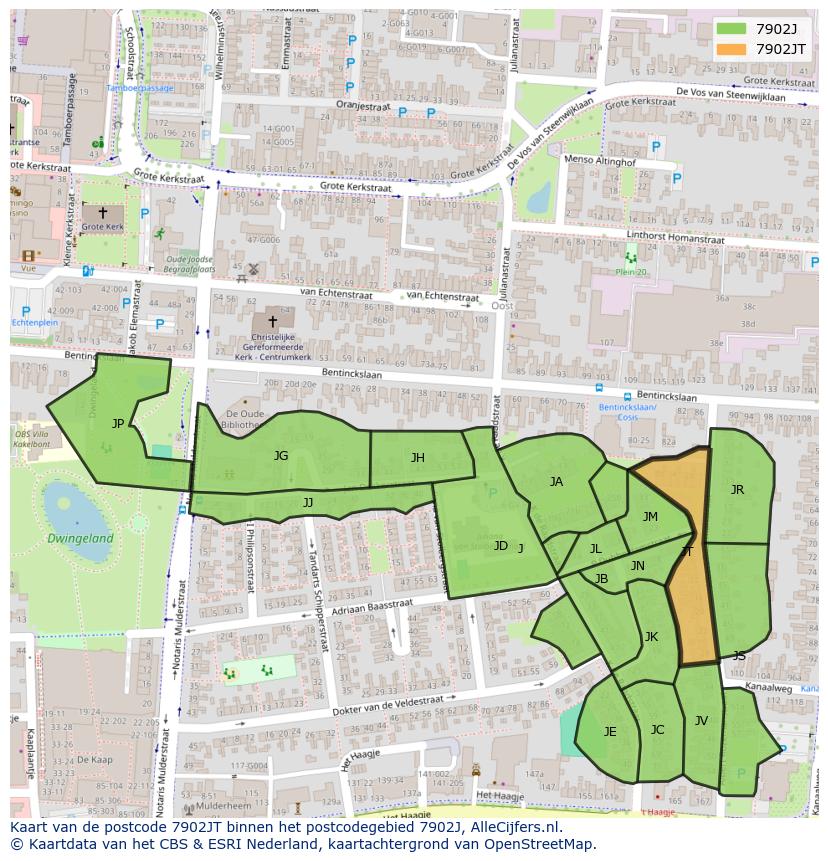 Afbeelding van het postcodegebied 7902 JT op de kaart.