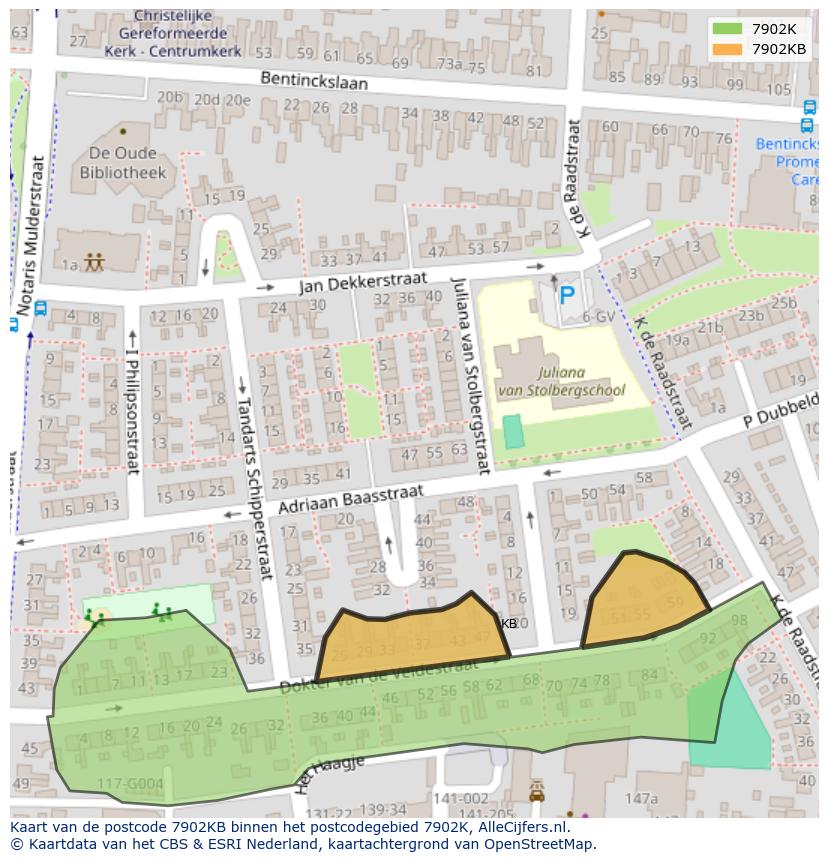 Afbeelding van het postcodegebied 7902 KB op de kaart.