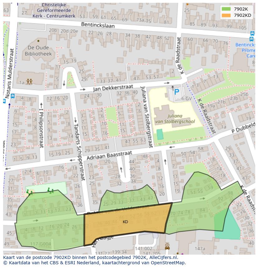 Afbeelding van het postcodegebied 7902 KD op de kaart.