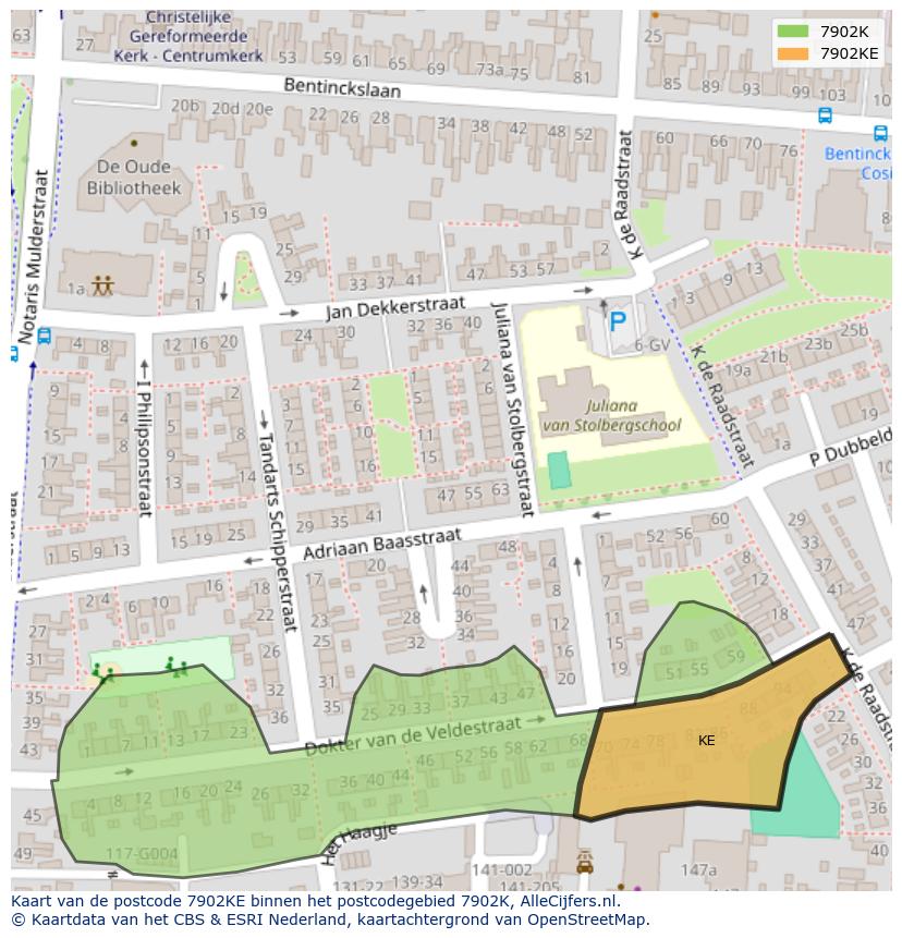 Afbeelding van het postcodegebied 7902 KE op de kaart.
